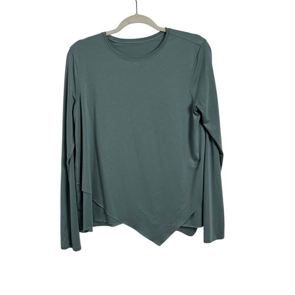 Lululemon Sweetest Day Asymmetrical Top Long Sleeve Shirt Tencel Blue Cast - Picture 2 of 7